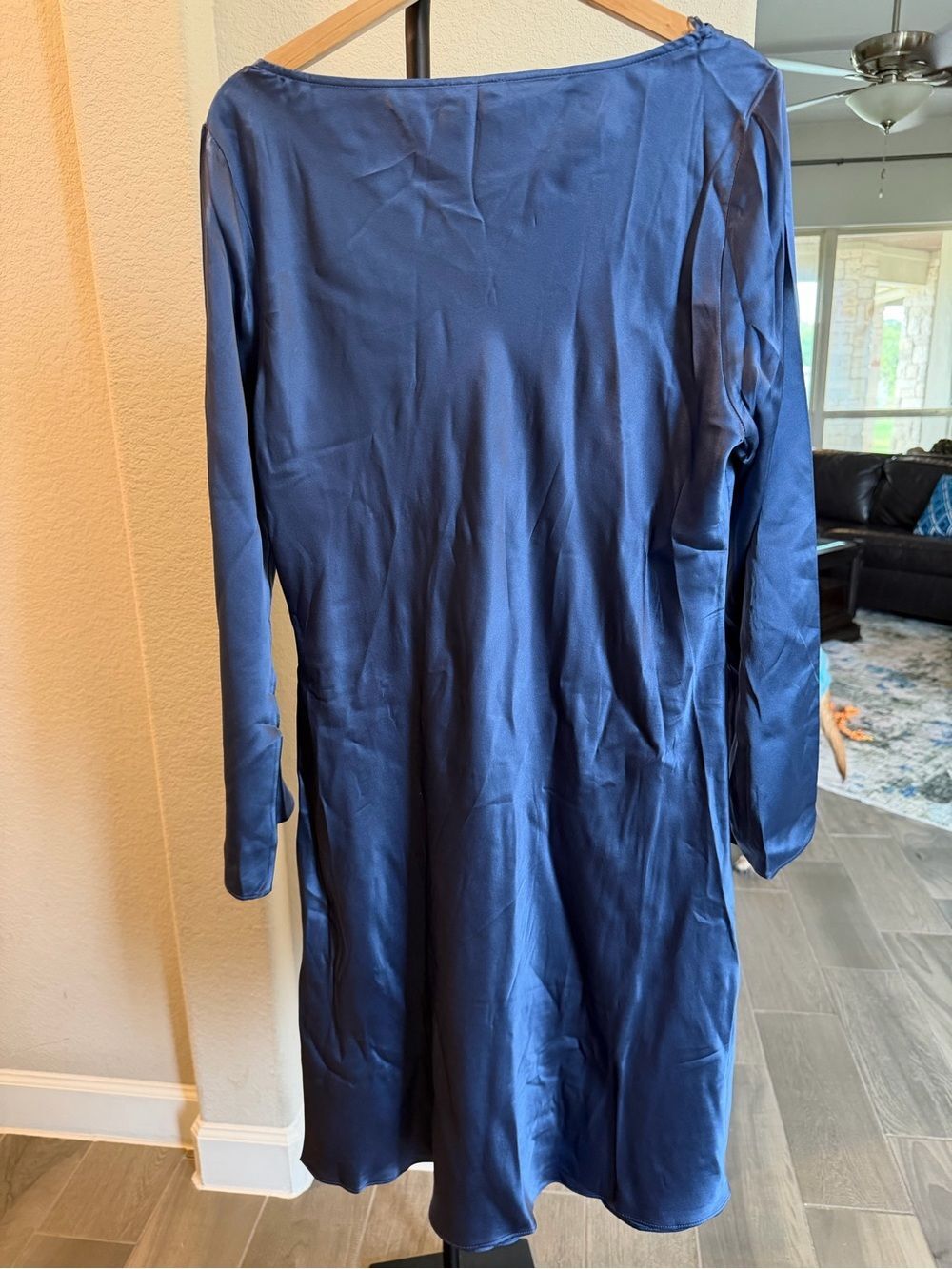 Quince 100% Washable Silk Long Sleeve Mini Dress Moonstone Blue XL - Picture 3 of 8